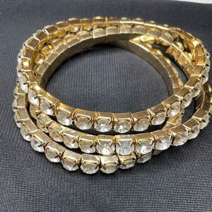 Gold Tone Diamond Style faux fashion stretch bracelets, Set Of 3 Women’s Jewelry